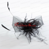 Simple Black Tulle Hairpins Birdcage Veils with Feather ACCHP086FOR