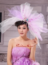 Sweet Lavender and White Corolla Large Hat Headpieces XTH039FOR
