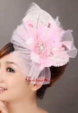 Sweet Tulle Feather Side Clamp Diamond Hairpins Birdcage Veils TH031FOR