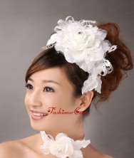 White Exquisite Ribbons Flower Organza Fascinators TH079FOR