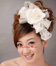 White Imitation Pearls Flower Sweet Tulle Fascinators TH080FOR