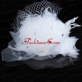 White Rhinestone Tulle Hair Ornament for Women ACCHP095FOR