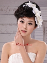 White Tulle Imitation Pearls With Hand Made Flowers Fascinators  XTH011FOR