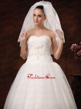 2 Layers Graceful Tulle Ribbon Edge Wedding Veil HM8861FOR