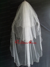 Beading Decorate Tulle Three Layers Graceful Wedding Veil RR111606FOR