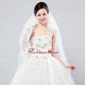 Elegant White Angle Cut Multi-Tier Finished Edge Bridal Veils ACCWEIL006FOR