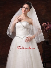 Gorgeous Pearl Trim Edge Tulle Bridal Veil RR091308FOR