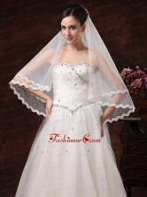 Graceful Pearl Trim Edge Organza Wedding Veils RR091309FOR