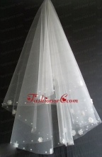 Hand Made Flowers Decorate Tulle Beautiful Wedding Veil RR111612FOR