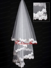 Lace Applique Edge Classical Organza Bridal Veil RR111621FOR