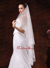 Lace Appliques And Two Tier Organza Veil For Wedding HM8806FOR