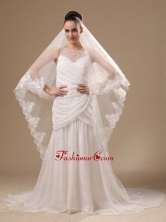 Lace Appliques One Tier Cathedral Tulle Stylish Wedding Veil RR091401FOR
