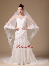 Lace Appliques One Tier Cathedral Tulle Stylish Wedding Veil RR091402FOR