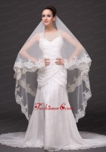 Lace Appliques Tulle Bridal Veils For Wedding HM8814FOR
