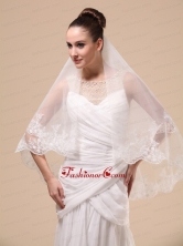 Lace Appliques Two Tier Tulle Popular Wedding Veil RR091403FOR
