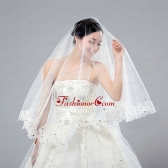 One-Tier Cut Edge White Classic Chapel Bridal Veils ACCWEIL031FOR