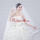 One-Tier Drop Veil  Scalloped Edge Angle Cut Wedding Veils ACCWEIL014FOR