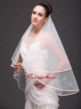 One Tier Organza With Embroidery Bridal Veil On Sale B1.5M2001FOR