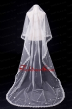 One-Tier Oval Lace Edge Bridal Veils for Wedding Party ACCWEIL024FOR
