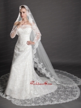 Perfect Lace Appliques Edge Organza Wedding Veil UNION29T012FOR