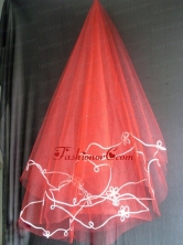 Red Tulle Wedding Veil RR111614FOR