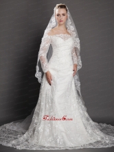 Royal Lace Appliques Tulle Bridal Veil UNION29T013FOR