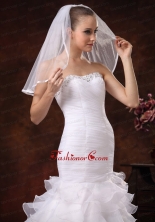 Taffeta Trim Edge Discount Tulle Bridal Veils For Wedding HM8828FOR