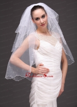 Three Tier Tulle With Pearls Wedding Veil RR091416FOR