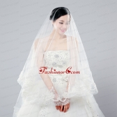 Two-Tier Drop Veil Tulle Lace Appliques Edge Wedding Veils ACCWEIL013FOR