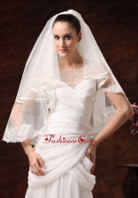 Two Tier Elbow Wedding Veil With Scalloped Edge HM8606FOR