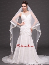 Two Tier Lace For Bridal Veil For Wedding HM8816FOR