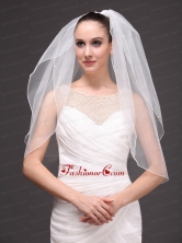 Two Tier Tulle Elbow Length Wedding Veil With Cut Edge HM5825FOR