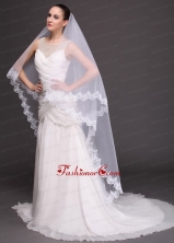 Two Tier Tulle With Lace Appliques Bridal Veil RR091420FOR