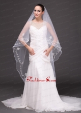 Two Tier Tulle With Pearls Fingertip Veil RR091422FOR