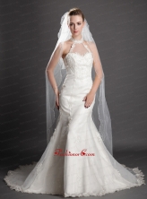 Two Tier Tulle With Pearls Fingertip Veil UNION29T016FOR