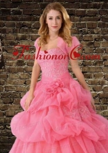  The Super Hot Watermelon Red Organza Special Occasion Quinceanera Jacket ACCJA112FOR
