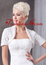 2014 White Short Sleeves Chiffon Jacket ACCJA057FOR