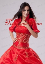 2015 Most Popular Open Front Short Sleeves Quinceanera Jacket in Red ACCJA025FOR