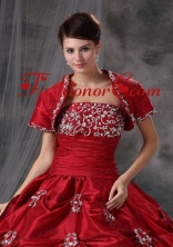 Beautiful Open Front Red Quinceanera Jacket with Appliques ACCJA031FOR