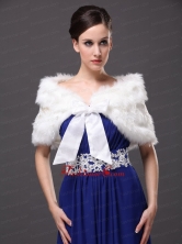 Bowknot V Neck Faux Fur Formal Occasions Wraps Shawls RR0915034FOR