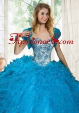 Brand New Blue Organza Quinceanera Jacket with Beading and Ruffles ACCJA111FOR