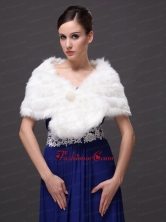 Button Gorgeous Faux Fur Trumpet Mermaid V neck Wraps Shawls RR0915029FOR