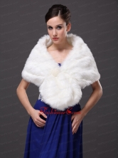 Button Gorgeous Faux Fur Trumpet Mermaid V neck Wraps  Shawls RR0915040FOR
