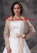 Champane Long Sleeves Jacket With Embroidery ACCJA047FOR