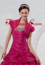 Custom Made Open Front Short Sleeves Fuchsia Quinceanera Jacket For 2014 ACCJA026FOR