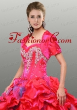 Discount Red Satin Special Occasion Quinceanera Jacket with Beading ACCJA033FOR