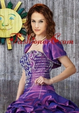 Elegant Purple Taffeta Quinceanera Jacket with Beading Open Front ACCJA079FOR
