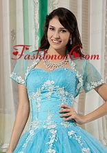 Elegant and Affordable Aqua Blue Quinceanera Jacket with Appliques For 2014  ACCJA130FOR