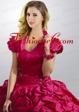 Exclusive Taffeta Pick-ups and Beading Quinceanera Jacket in Fuchsia ACCJA118FOR