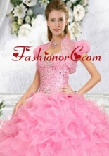 Exquisite Beading and Ruffles Quinceanera Jacket in Pink  ACCJA129FOR